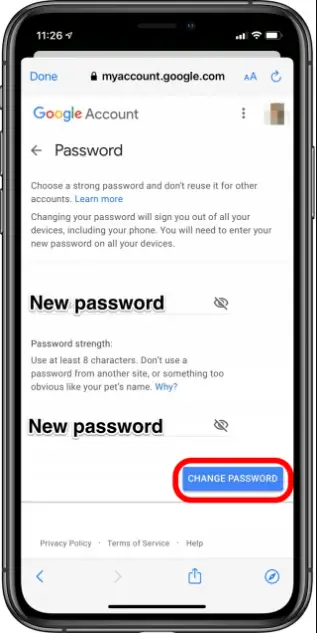 How can I set a strong password for my mail app?